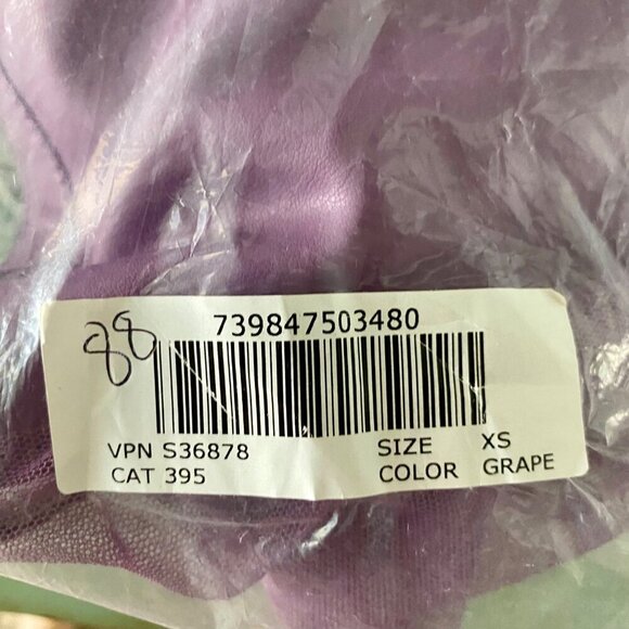 Colleen Lopez Purple Mesh Jacket Leaf Pattern and Faux Leather Women's XS NEW - Picture 13 of 13